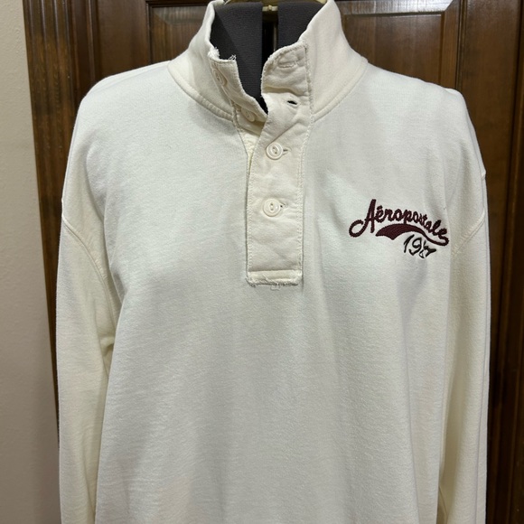 Aeropostale Off-White Long Sleeve Henley Style Pullover Sweatshirt - Picture 5 of 11